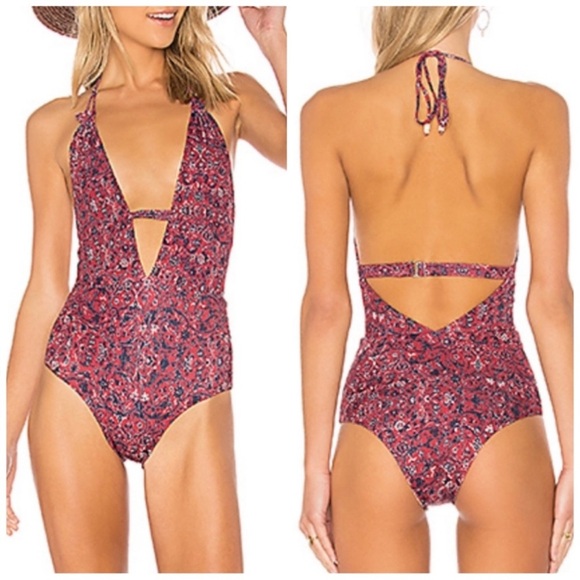 NWT Anthropologie x Tavik Emme One Piece Swimsuit, Lap of Luxury Red, size xs - Picture 5 of 11